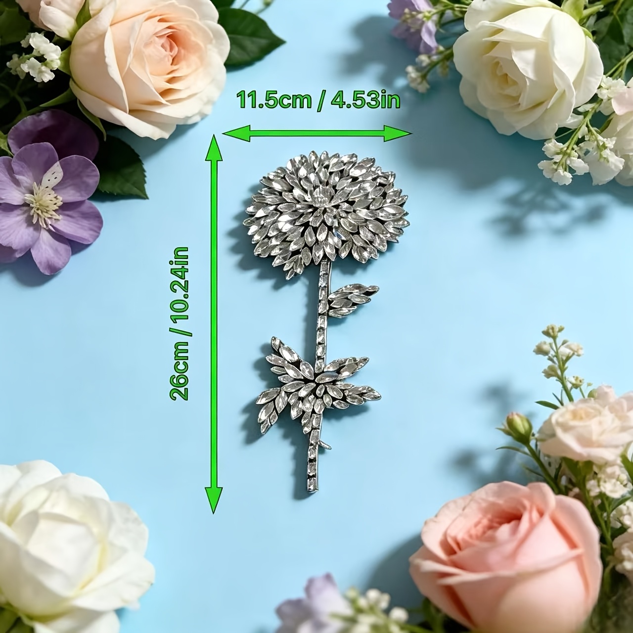 Handcrafted Rhinestone Flower Brooch, Sparkling Elegance